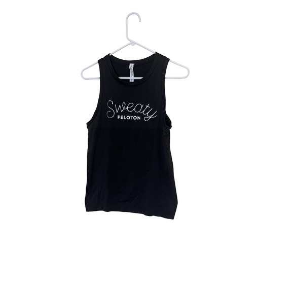 Lululemon Tank Top Womens 4 Black Sweaty Peloton Muscle Graphic Athletic Gym - Picture 1 of 6
